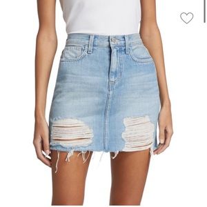 NWT L’Agence Jolene Distressed Denim Jean Miniskirt